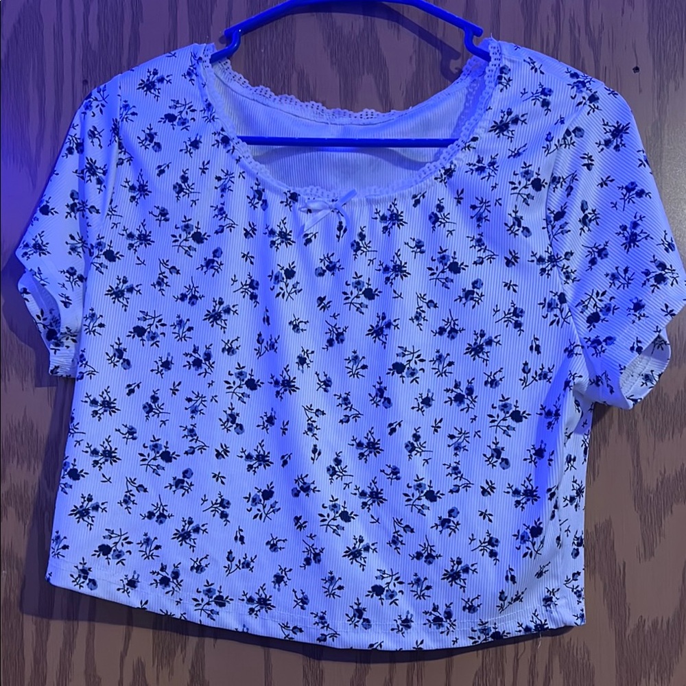 Floral Print Women's Top - White